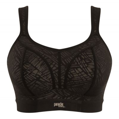 Panache Sport Panache Sport Non Wired Sports Bra Black Lace & Latte Non wired, padded sports bra 60-90, D-J 7341C-BL&L