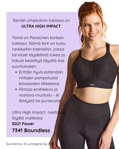 Panache Sport 7341B Boundless Non Wired Padded Sports Bra - Black Non wired, padded sports bra. 60-90, D-M 7341B-BLK
