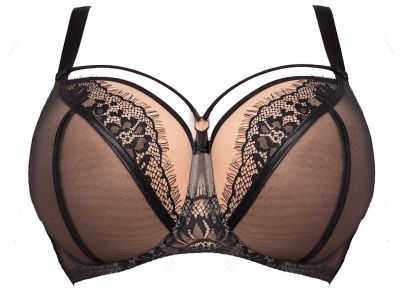 Gorsenia Paradise Soft Bra Black Beige Underwired, non-padded mesh and lace bra. 65-100, D-M K496-BLK/CZA