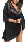 Gorsenia Paradise Midnight Dressing Gown Black Beige-thumb  S/M - 4XL/5XL K598