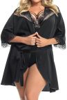 Gorsenia Paradise Midnight Dressing Gown Black Beige-thumb  S/M - 4XL/5XL K598