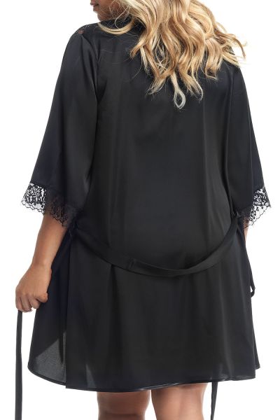 Gorsenia Paradise Midnight Dressing Gown Black Beige  S/M - 4XL/5XL K598