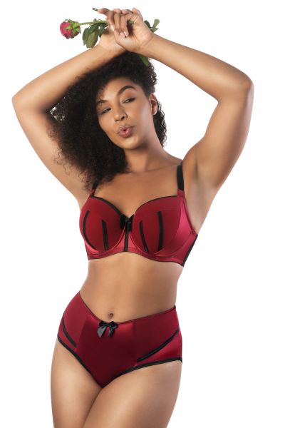 Parfait Lingerie Charlotte Padded Bra Black Rio Red Underwired, slightly padded balconnet 70-100, D-H P6901-RIO