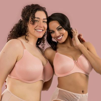 Parfait Lingerie Pearl UW Non-Padded Minimizer Bra Peach Beige Underwired, seamless minimizer bra with jacquard fabric. 70-95, D-H P60921-PCH