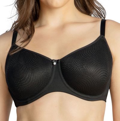 Parfait Lingerie Pearl UW Non-Padded Minimizer Bra Black Underwired, seamless minimizer bra with jacquard fabric. 70-95, D-H P60921-BLK