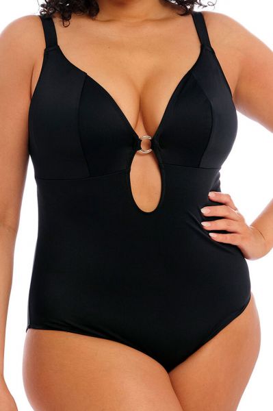 Elomi Plain Sailing Non-Wired Plunge Swimsuit Black Non-wired brazised swimsuit 80-95 G/H - K/L ES7280-BLK