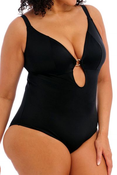 Elomi Plain Sailing Non-Wired Plunge Swimsuit Black Non-wired brazised swimsuit 80-95 G/H - K/L ES7280-BLK