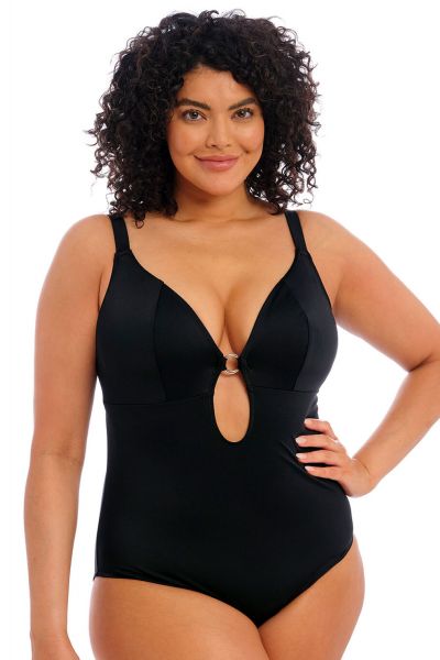 Elomi Plain Sailing Non-Wired Plunge Swimsuit Black Non-wired brazised swimsuit 80-95 G/H - K/L ES7280-BLK