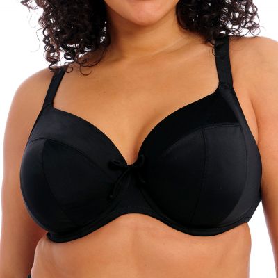Elomi Plain Sailing UW Plunge Bikini Bra Black Underwired plunge bikini bra. 75-100, F-N ES7284-BLK