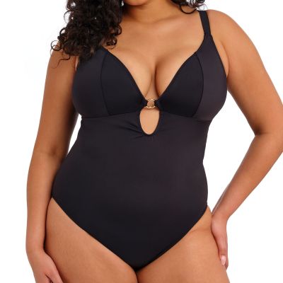 Elomi Plain Sailing Non-Wired Plunge Swimsuit Black Non-wired brazised swimsuit 80-95 G/H - K/L ES7280-BLK