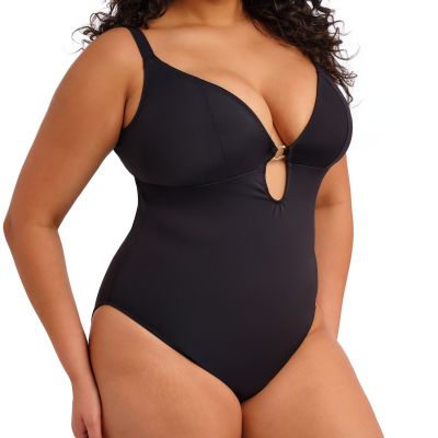 Elomi Plain Sailing Non-Wired Plunge Swimsuit Black Non-wired brazised swimsuit 80-95 G/H - K/L ES7280-BLK