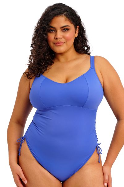 Elomi Plain Sailing Non-Wired Adj. Side Swimsuit Azure Blue Non-wired bra zised swimsuit. 75-95, G/H - K/L ES7281-AZE