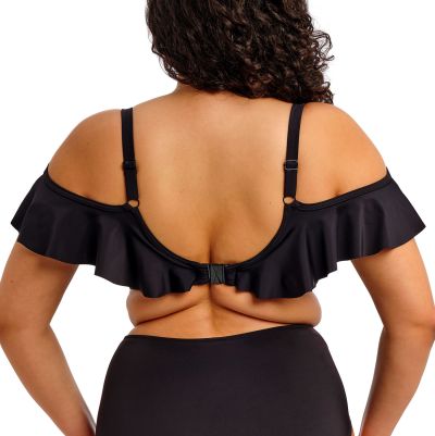 Elomi Plain Sailing UW Ruffle Plunge Bikini Bra - Black Underwired plunge bikini bra with ruffle straps. 75-100, E-L ES7282-BLK