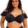 Elomi Plain Sailing UW Ruffle Plunge Bikini Bra - Black-thumb Underwired plunge bikini bra with ruffle straps. 75-100, E-L ES7282-BLK