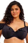Elomi Plain Sailing UW Ruffle Plunge Bikini Bra - Black-thumb Underwired plunge bikini bra with ruffle straps. 75-100, E-L ES7282-BLK