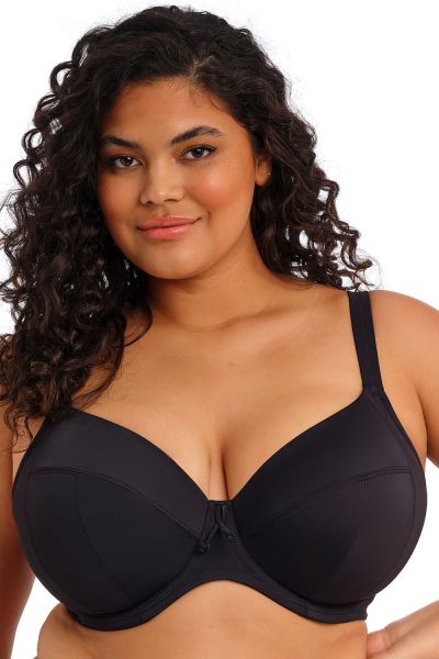 Elomi Plain Sailing UW Plunge Bikini Bra - Black Underwired plunge bikini bra. 75-100, F-N ES7284-BLK