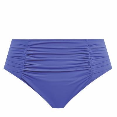 Elomi Plain Sailing Ruched Full Bikini Brief - Azure Blue High waist bikini briefs with ruching and tummy control. 38-52 ES7286-AZE