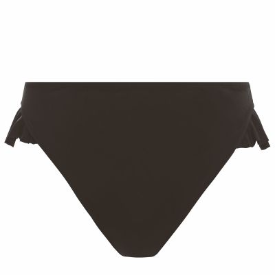 Elomi Plain Sailing High Leg Ruffle Bikini Brief - Black High waist bikini briefs. 40-52 ES7288-BLK