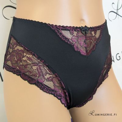 Plaisir Beate Midi Briefs Black & Merlot Mid high briefs to Beate range. 42-54 144-32/MRL