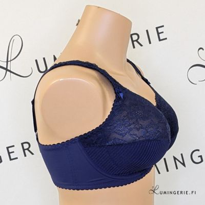Plaisir Beate Elegance Full Cup Bra Dark Blue Underwired, non padded, stretch lace full cup bra. 80-110 D-H 619432-17/DAB