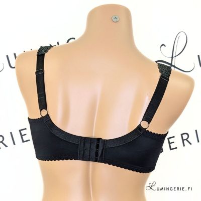 Plaisir Beate Lux Full Cup Bra Black & Moss Green Underwired, non padded, stretch lace full cup bra. 80-110 D-H 619435-31/MSS
