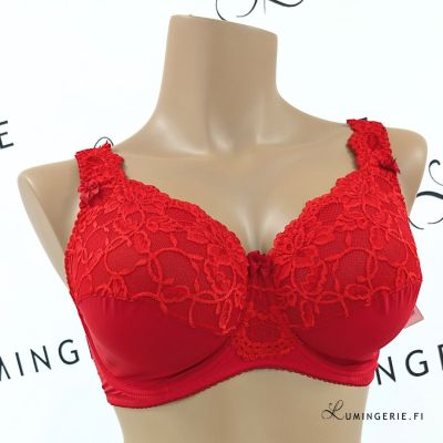 Plaisir Beate UW Full Cup Bra Red Underwired, non padded, stretch lace full cup bra 80-110 D-H 619431-4/RED