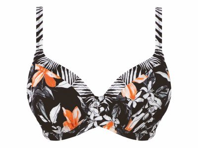Fantasie Port Maria UW Full Cup Bikini Top Black Floral Underwired, non-padded full cup bikini top 70-100, D-M FS6890-BLK