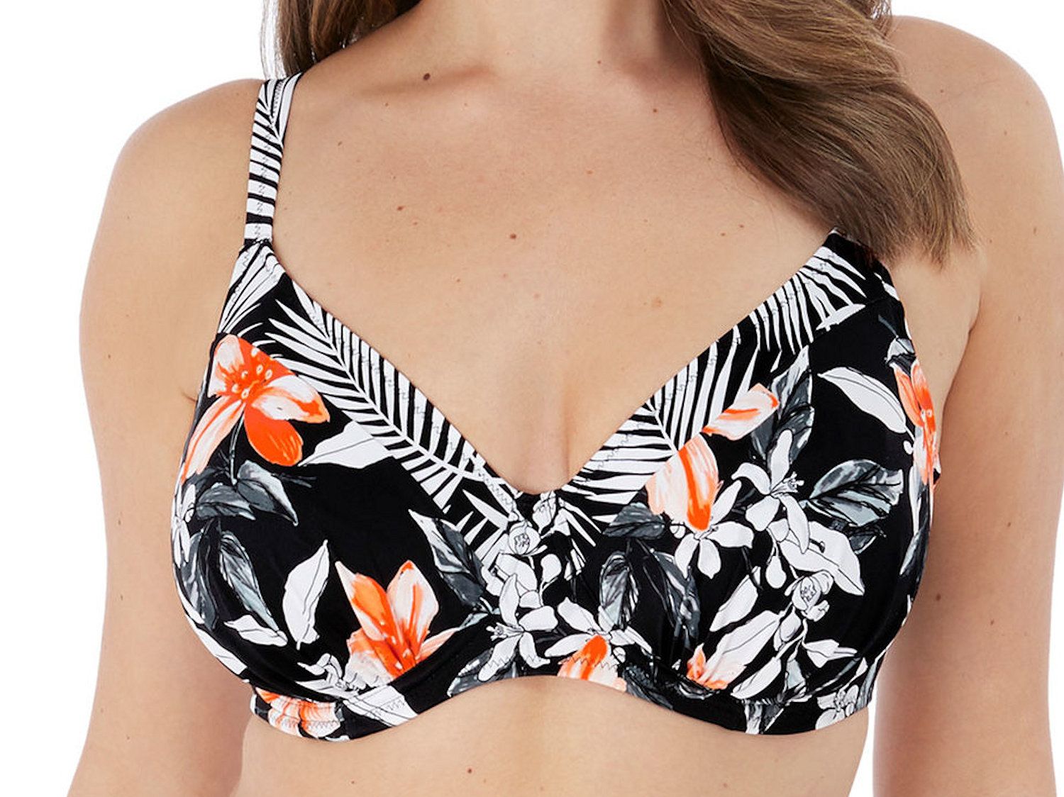 Migratie Knorrig doen alsof Fantasie Port Maria UW Full Cup Bikini Top Black Floral | Lumingerie bras  and underwear for big busts