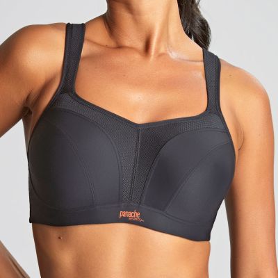 Panache Sport 5021 Power UW Padded Sports Bra Black Underwired, padded sports bra with racer back option. 60-90, D-M 5021-BLK