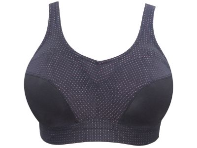 Parfait Lingerie Power Fit UW Sports Bra Black w Pink Blush Underwired, non-padded sports bra with convertible straps 70-100, D-H P6002-BLK