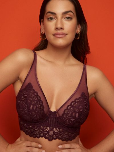 PrimaDonna First Night Plunge Longline Bra Merlot Underwired, non-padded plunge longline bra 70-90, D-G 0141886-MRL