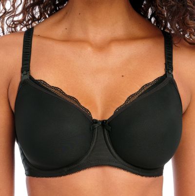 Freya Pure UW Nursing Bra Black Underwired lightly padded seamless nursing bra with moulded drop cups. 65-90, D-L AA1581-BLK