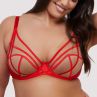 Playful Promises Ramona UW Strap & Mesh Bra Ruby Red Satin-thumb Underwired, non-padded mesh bra with strap detailing. 65-100, D-K PP-3220-RR