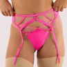 Playful Promises Ramona Strap & Mesh Suspender Neon Pink Satin-thumb  38/UK10 - 54/UK26 PP-SB-3220-NPS
