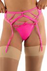 Playful Promises Ramona Strap & Mesh Suspender Neon Pink Satin-thumb  38/UK10 - 54/UK26 PP-SB-3220-NPS