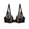 Playful Promises Ramona UW Strap & Mesh Bra Black Leatherette-thumb Underwired, non-padded mesh bra with strap detailing. 65-100, D-K PP-3220-L