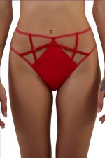 Ramona Strap & Mesh HW Brief Ruby Red Satin