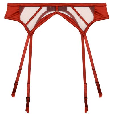 Playful Promises Ramona Strap & Mesh Suspender Ruby Red Satin  38/UK10 - 54/UK26 PP-SB-3220-RR