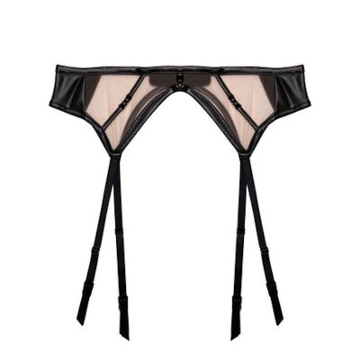 Playful Promises Ramona Strap & Mesh Suspender Black Leatherette  38/UK10 - 54/UK26 PP-SB-3220-L