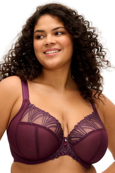Elomi Reja UW Plunge Bra - Fig Underwired, full cup plunge bra. 70-100, E-O EL303102-FIG