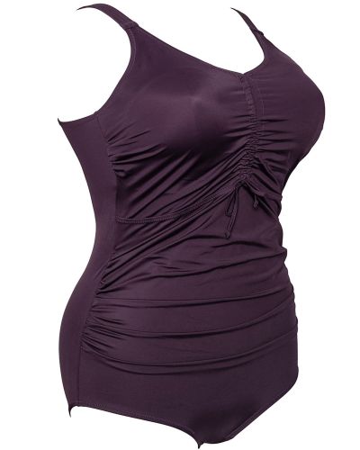 Plaisir Riviera NW Ruched Front Swimsuit - Nairobi Purple Swimsuit with built-in cups. 42-56, C-H T0069-27/NAI