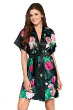 Rose Satin Dressing Gown Rose Print