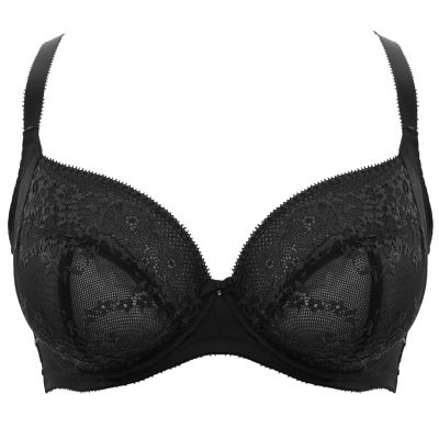 Sculptresse by Panache Roxie Plunge Bra Black Underwired, non-padded plunge bra. 75-105, D-M 9586-BLK