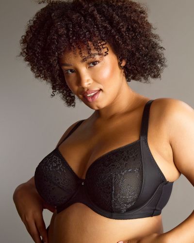 Sculptresse by Panache Roxie Plunge Bra Black Underwired, non-padded plunge bra. 75-105, D-M 9586-BLK