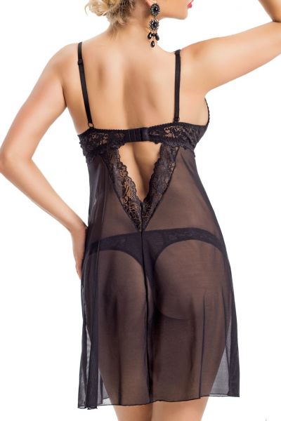 Nessa Roxy Babydoll Nightie Black  S / 36-38 - 5XL / 50-52 