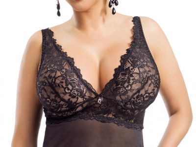 Nessa Roxy Babydoll Nightie Black  S / 36-38 - 5XL / 50-52 