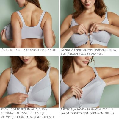 Royce Fearne Comfort Bra Light Grey Non-wired, unpadded full cup front fastening bra 70-95, E-H 1425-GREY