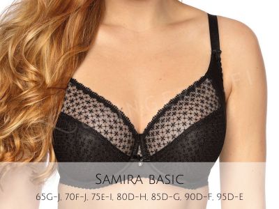 Gaia Lingerie Samira Soft Bra Black Underwired, soft cup bra with side support 65-105, D-L BS-874-CZA