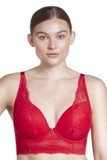 Sandrine Plunge Longline Bra Racing Red