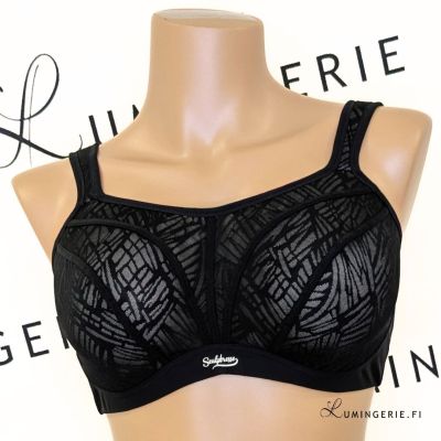 Sculptresse by Panache 9441B Activate UW Non-Padded Sports Bra Black Lace & Chalk Underwired, non-padded sports bra with racerback option. 75-105, D-O SCU-9441B-BLC